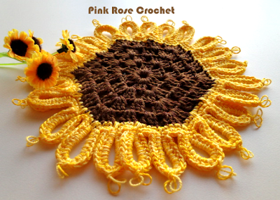 Centrinho Croche Girassol Crochet Sunflower Coaster Pot Holders