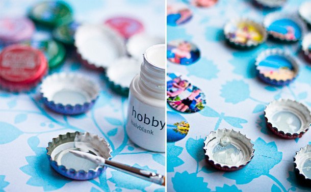 Imãs com Foto em Tampinhas de Garrafa