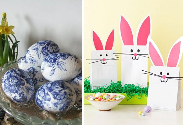 Ovos com découpage e sacolinhas