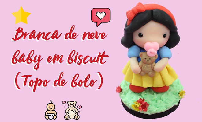 Branca de neve baby em biscuit - Topo de bolo Branca de neve baby em biscuit - Topo de bolo