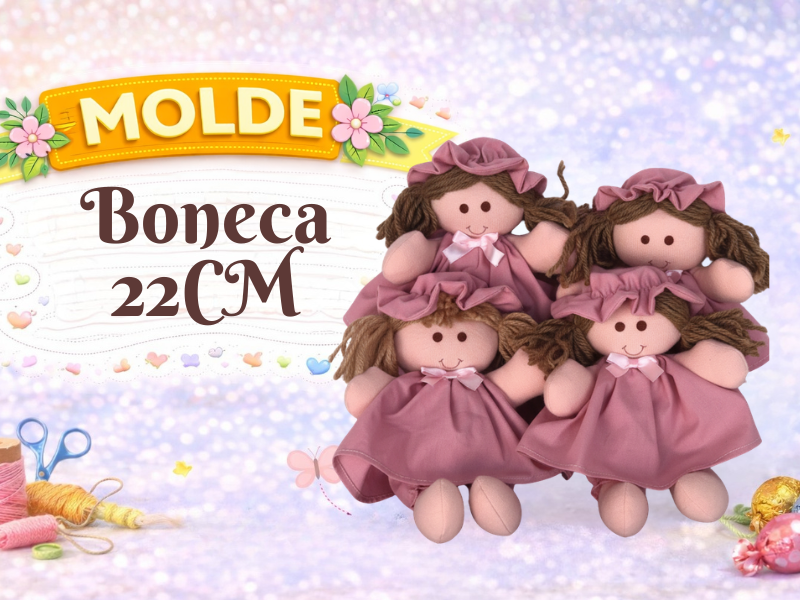 Boneca 22 cm com Vestido e Chapéu, Danielle Ribeiro