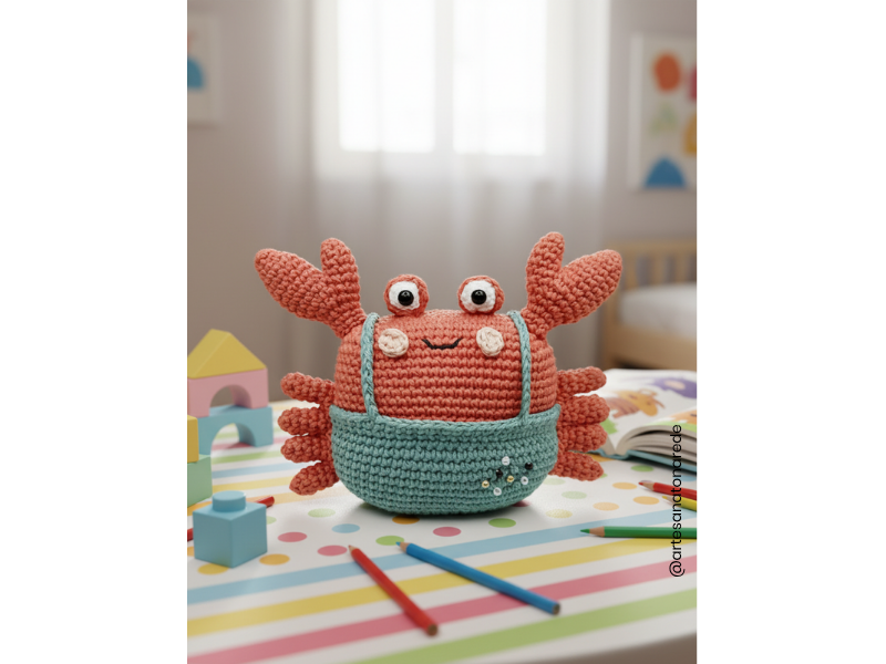 Caranguejo de crochê Amigurumi 