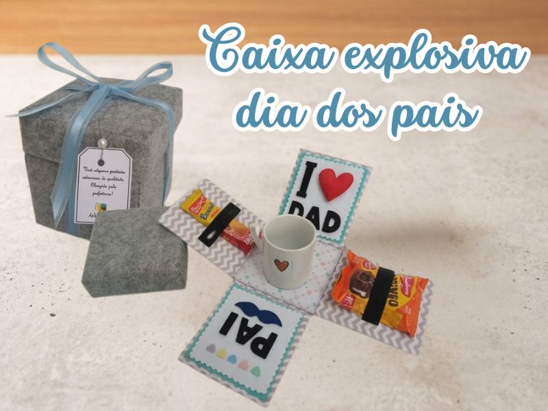 Caixa Explosiva Dia dos Pais com Molde, Artes do Lito
