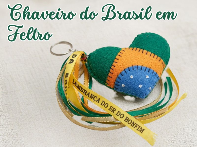 Chaveiro do Brasil em Feltro – Passo a Passo com Molde Grátis | Walkíria Klimeika