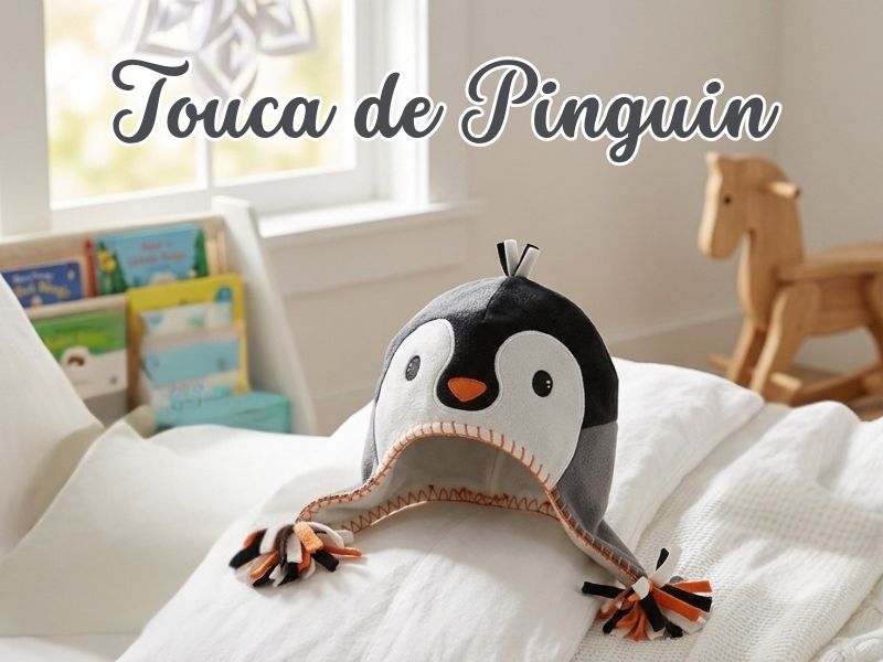 Touca de Pinguim – Passo a Passo com Molde Grátis