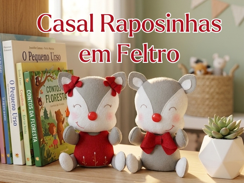 Casal Raposinhas em Feltro: uma dupla encantadora com molde gratuito