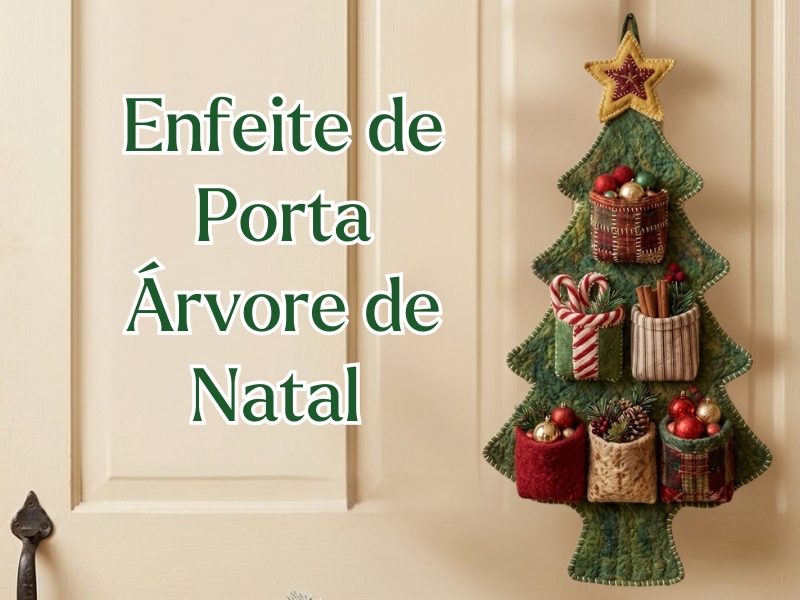 Enfeite de Porta – Árvore de Natal: uma ideia artesanal para transformar a entrada da casa