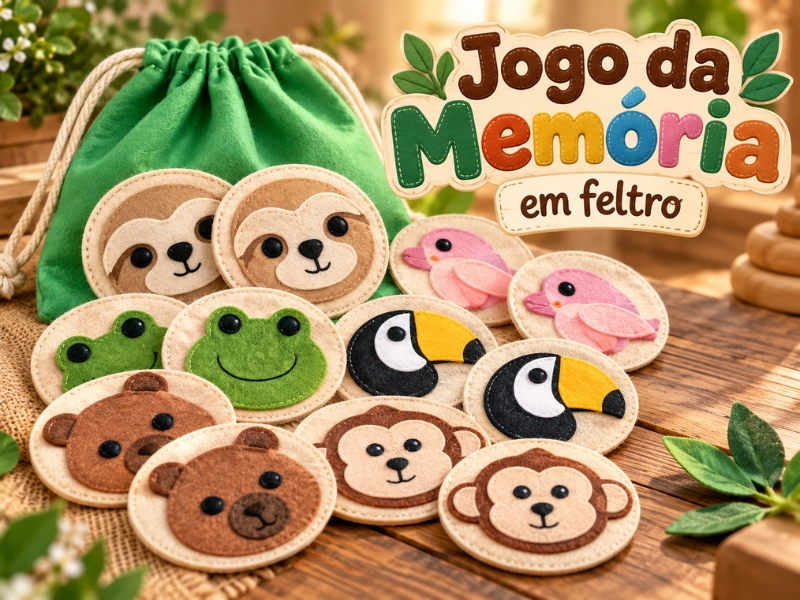 Jogo da Memoria em Feltro: com molde gratuito