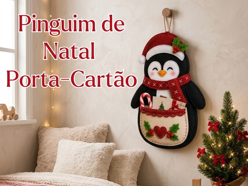 Pinguim de Natal – Porta-Cartão: molde gratuito